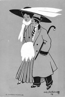 Carte Satirique Sur Les Grands Chapeaux De Dame Superbe Illustration De Aris Mertzanoff Le Chapeau Parapluie - Andere Zeichner