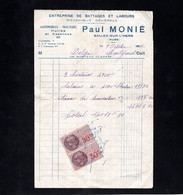 SALLES SUR L'HERS (Aude) - Facture 1947 - Enterprise De Battages Et Labours , Automobiles - Tracteurs - Paul MONIE - 1900 – 1949