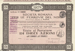Titre Ancien - Società Romana Per Le Ferrovie Del Nord - Titulo Di 1924 - EF - Spoorwegen En Trams
