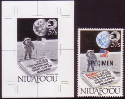 Tonga Niuafo'ou 1989 Proof In Black & White + Specimen - Apollo - First Man On Moon - Océanie