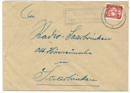 52 - 69 - Enveloppe Avec Cachet Rectangulaire  Bierfeld über Wadern  1952 - Covers & Documents