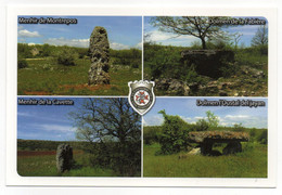 CPSM      12      LA CAVALERIE   -     MULTIVUES  DOLMEN LA FABIERE L OUSTAL DEL JAYAN  MENHIR MONTREPOS DE LA CAVETTE - Dolmen & Menhirs