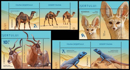 2021, Romania, Desert Fauna, Animals, Antelopes, Camels, Foxes, Lizards, Reptiles, 4 Stamps+Label, MNH(**), LPMP 2334 - Ungebraucht