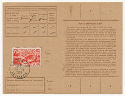 Carte D'abonnement Aux Timbres-poste Spéciaux Français, Affr 500F P.A Marseille, Obl Colmar R.P 10/12/1952 - 1927-1959 Storia Postale
