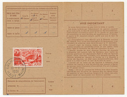 Carte D'abonnement Aux Timbres-poste Spéciaux Français, Affr 500F P.A Marseille, Obl Colmar R.P 15/1/1951 - 1927-1959 Brieven & Documenten