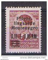 MONTENEGRO - OCCUPAZ. TEDESCA:  1944  SOPRASTAMPATO  -  0,15 + 0,85 Rm/3 D. BRUNO  ROSSO  N. -  SASS. 15 - Ocu. Alemana: Montenegro