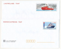 TAAF - 4 Enveloppes  - BATEAUX L'Astrolabe, Marion Dufresne, Nivôse, Champlain - Neuves - Format 11,3 Cm X 22,2 Cm - Postal Stationery