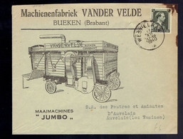 COB 480 / Lsc Illustrée Machienenfabriek Vander Velde Bueken ( Maaimachines ) Wespelaar 17 XII 1940 => Auvelais Verso!!! - Covers & Documents