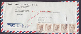 Turkey Air Mail TÜRKIYE VAKIFLAR BANKASI (Bank) ISTANBUL 1965 Cover Brief DEUTSCHE BANK Germany 5-Stripe Atatürk - Briefe U. Dokumente