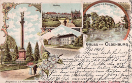Gruss Aus Oldenburg (in Oldenburg), 1901. Peter-Friedrich-Ludwig-Hospital, Friedensplatz, Schlossgarten, Dobben. - Oldenburg
