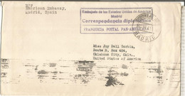 MADRID 1941 FRANQUICIA POSTAL PANAMERICANA EMBAJADA ESTADOS UNIDOS - Franchigia Postale