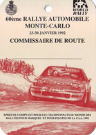 60è RALLYE AUTOMOBILE MONTE-CARLO - Carte Commissaire De Route - Car Racing - F1
