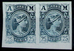 GREECE 1902 - Metal Value Proof Pair In Blue Of 25 Lepta - Probe- Und Nachdrucke