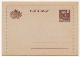 SUEDE - Carte Lettre (Kortbev) GUSTAVE V - 15 Öre - Neuve - Postwaardestukken