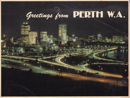 Australia - Postcard  Used Written - Perth - City Of Perth By Night From King's Park - 2/scans - Perth