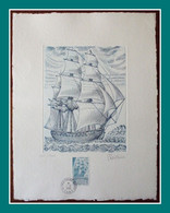 TAAF Gravure Lithographie / Velin 32,5 X 25 Cm L' Héroine N° 405/1200 Signée Quillivic FDC N° 202 1995 - Imperforates, Proofs & Errors