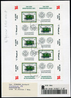 AUSTRIA 2001 Stamp Day Sheetlet, Postally Used On Registered Card.  Michel 2345 Kb - Blocks & Sheetlets & Panes