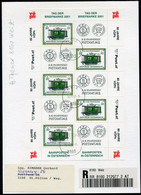 AUSTRIA 2001 Stamp Day Sheetlet, Postally Used On Registered Card.  Michel 2345 Kb - Blocchi & Fogli