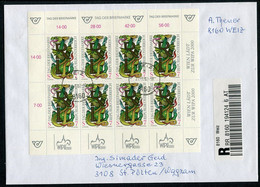 AUSTRIA 1998 Stamp Day Sheetlet, Postally Used On Registered Cover.  Michel 2260 Kb - Blocks & Kleinbögen