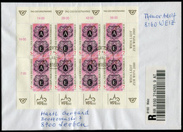 AUSTRIA 1997 Stamp Day Sheetlet, Postally Used On Registered Cover.  Michel 2220 Kb - Blocs & Feuillets