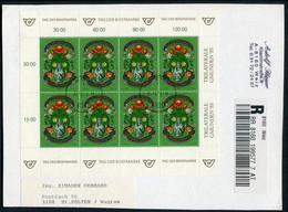 AUSTRIA 1995 Stamp Day Sheetlet, Postally Used On Registered Card.  Michel 2158 Kb - Blocks & Kleinbögen
