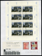 AUSTRIA 1993 Stamp Day Sheetlet, Postally Used On Registered Card.  Michel 2097 Kb - Blocks & Kleinbögen
