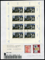 AUSTRIA 1993 Stamp Day Sheetlet, Postally Used On Registered Card.  Michel 2097 Kb - Blocchi & Fogli