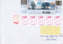 Denmark 's-GRAVENHAGE 2015 Cover Brief BRØNDBY STRAND Denmark Part Of Block Miniature Sheet & 5-Stripe Franking - Brieven En Documenten