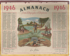 AS / CALENDRIER ANCIEN 1946 ALMANACH La PECHE  PTT - Grand Format : 1941-60