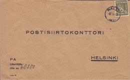 Finland PA Lähettajan HALLI 1933? Cover Brief POSTISIIRTOKONTTORI Helsinki Lion Arms Löwe Wappen Stamp - Covers & Documents