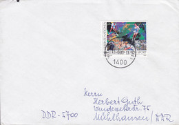 United Nations Vienna WIEN 1989 Cover Brief MÜHLHAUSEN Germany DDR SOS Kinderdorf 'China' Vignette Gesundheit D. Sport - Cartas & Documentos