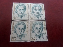 Christine Teusch (1888-1968) Union Chrétienne - Val 50 - Vert Et Brun - Quadruple Oblitérés - Année 1988 - - Gebraucht