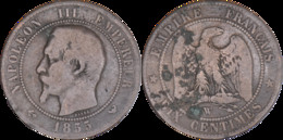 France - 1855 - 10 Centimes  Napoléon III - Lille (W) - Ancre - H018 - D. 10 Céntimos