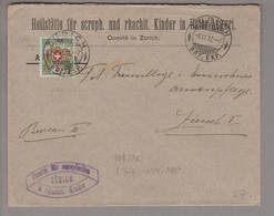 CH Portofreiheit 1912-06-08 Zürich Brief Mit Zu#4 5Rp. Kl#356 Heilstätte In Unterägeri - Portofreiheit