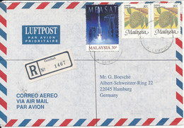 Malaysia Registered Air Mail Cover Sent To Germany Gombak - Malaysia (1964-...)