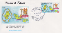 Enveloppe  FDC  1er  Jour    WALLIS  ET  FUTUNA     Conférence  Episcopale  Du   Pacifique  Sud    1988 - FDC