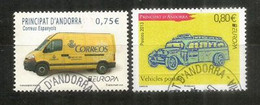 ANDORRE. EUROPA 2013 .les Véhicules Postaux Andorrans.  2 Timbres Oblitérés Andorre, 1 ère Qualité - Used Stamps