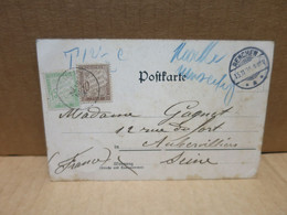 Carte Postale En Provenance D'Allemagne Taxée à 10 Et 15 Centimes 1904 - 1859-1959 Storia Postale