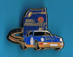 1 PIN'S  //    ** SHELL PUISSANCE 7 / PORSCHE 911 / 24H DU MANS ** . (Arthus Bertrand) - Porsche