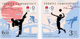 TURKEY, 2021, MNH, TOKYO OLYMPICS, CYCLING, VOLLEYBALL, MARTIAL ARTS, 2v - Summer 2020: Tokyo