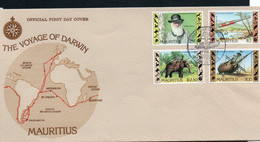 MAURITIUS - 1982- CHARKES DARWIN SET OF 4 ON ILLUSTRATED FIRST DAY COVER - Mauritius (1968-...)