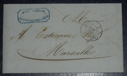 1853 ANTIQUE ENTIRE LETTER EPISTLE CORRESPONDENCE FROM PARIS TO MARSEILLE MANUSCRIPT ELEGANT HANDWRITING - Manuscripts