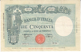 9920--ITALIA  LIRE  CINQUANTA    AGOSTO  1943 - 50 Liras