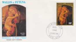 Enveloppe  FDC  1er  Jour    WALLIS  ET  FUTUNA     Oeuvre  De  BOTTICELLI    Noël    1986 - FDC