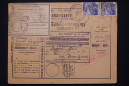 GUINÉE - Mandat Carte De Conakry En 1942 Pour Pau Avec Récépissé  - L 107943 - Lettres & Documents