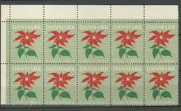 Denmark Christmas Seal 1950 ☀ Flora - Flowers MNH Block Of 10 - Unused Stamps