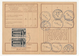 FRANCE - Carte D'abonnement Aux Timbres-poste, Affr 25F Chenonceaux X 2 - Obl ARRAS 1944 - VILLIERS (P De Calais) 1945 - Brieven En Documenten