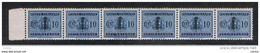 R.S.I.:  1944  TASSE  SOPRASTAMPATI  -  10 C. AZZURRO  STRISCIA  6  N. -  SASS. 61 - Postage Due