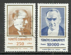 Turkey; 1992 Regular Issue Stamp With The Subject Of Ataturk (Complete Set) - Usados