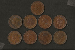 Grande-Bretagne > Monnaies George VI >  Lot  De 9 Pièces Half 1/2 Penny Années Différentes - Collections